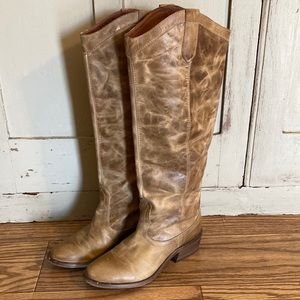 Steve Madden Mantel Knee High Boots Burnished Tan Leather Size 6.5